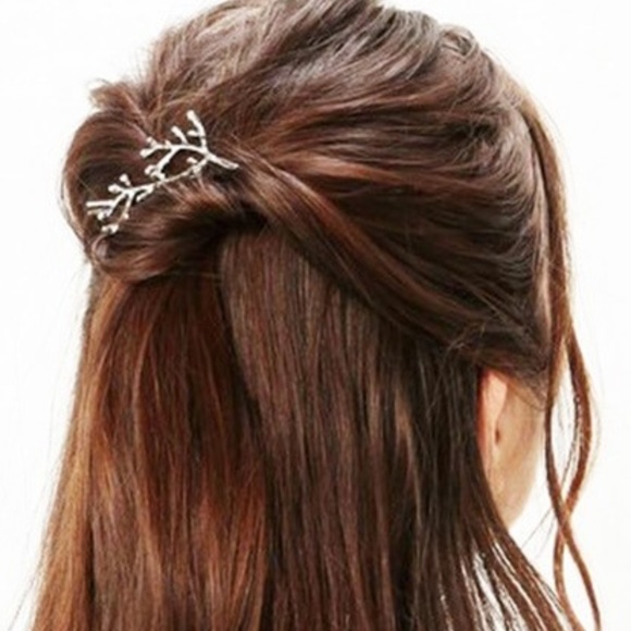 New Celtic Fairy Forest Stick Branch Hair Bobby Pin Barrette Set 2 Gold Silver - Picture 6 of 8